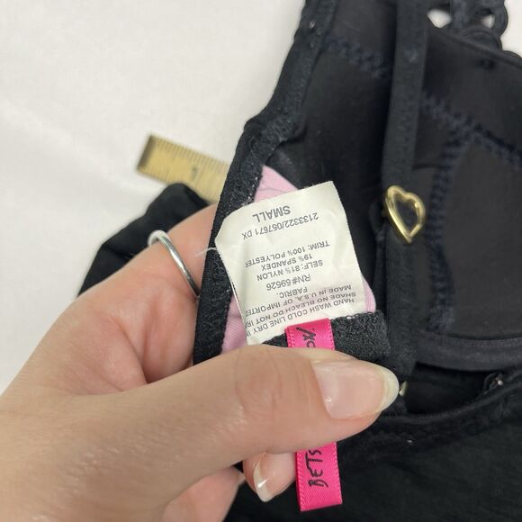 Betsey Johnson Lace Bikini Top Bottom Pink Black - Picture 10 of 10